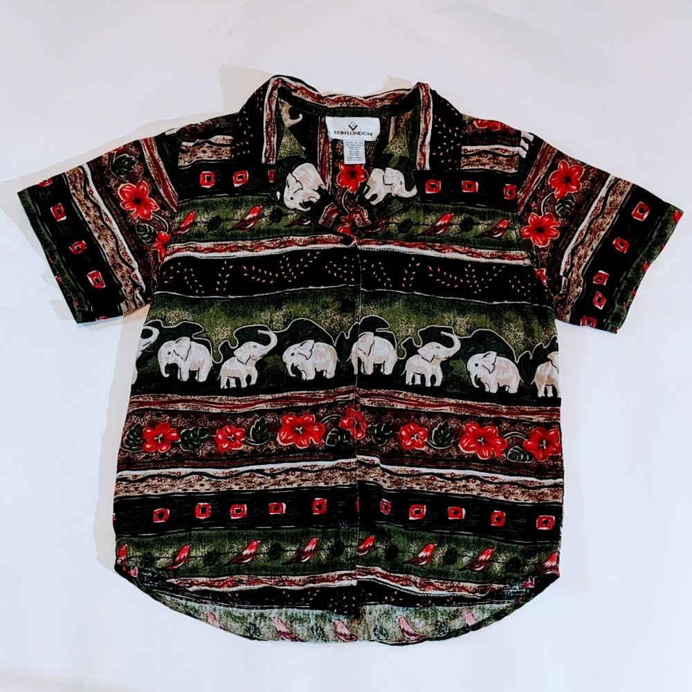 Vintage 90s elephant patterned button up